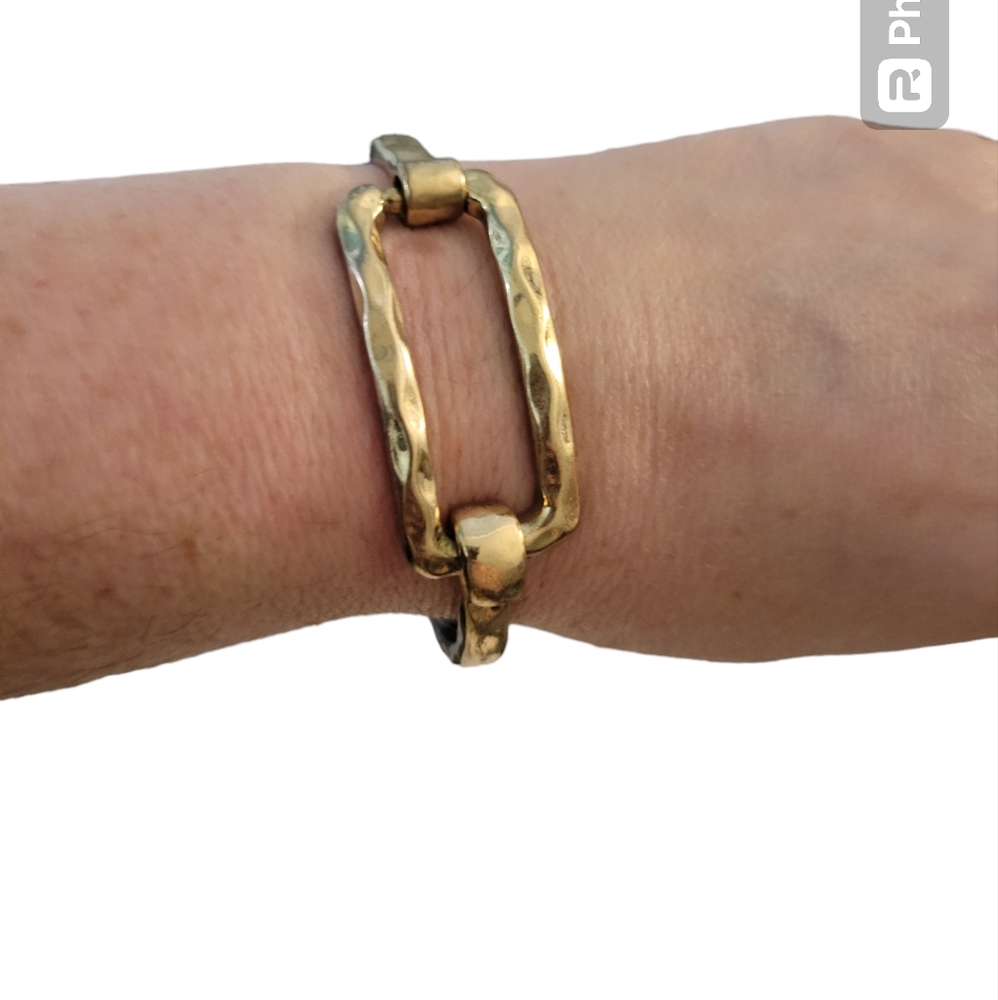 Pomina Goldtone Hammered Metal Cuff Bracelet